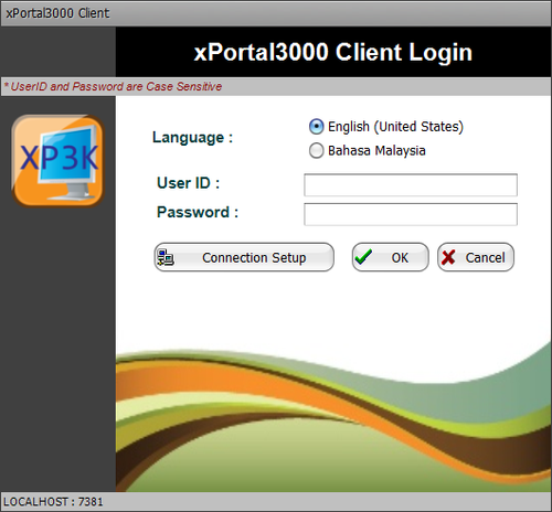 xPortal3000 Client Login Window