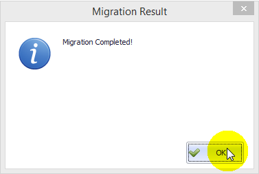Migration Completed Window