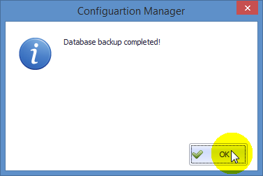 Database Backup Completed Window
