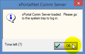 xPortal Comm Server Loaded Message