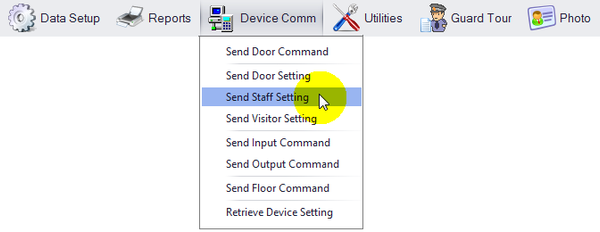 Send Staff Setting Button in Device Comm Icon