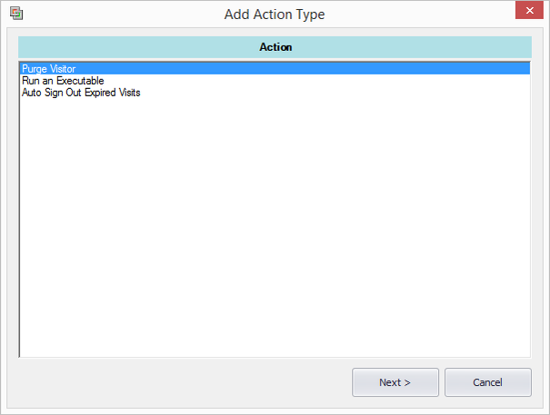 Add Action Type Window