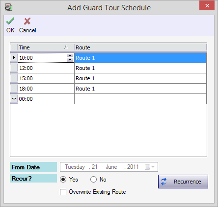 Add Guard Tour Schedule