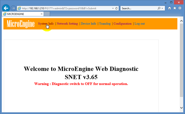 Web Diagnostic Window