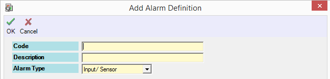 Add Alarm Definition Window