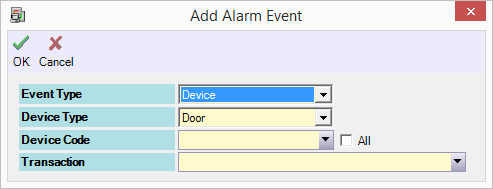Add Alarm Event Window