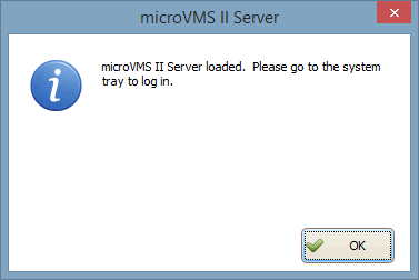 Log In to microVMS II Server Message
