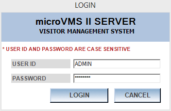 Login to microVMS II Server