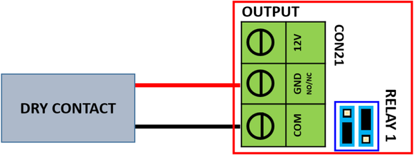 Wiring Diagram for Dry Contact Output with Normally Closed Contact Type