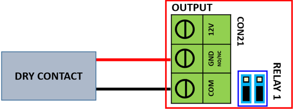 Wiring Diagram for Dry Contact Output with Normally Opened Contact Type