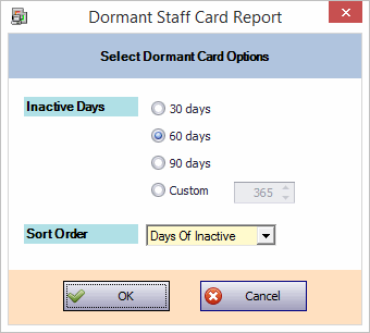 Select Dormant Card Options
