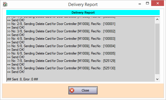 Sending Delete Card Delivery Report