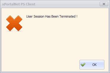 User Session Has Been Terminated message