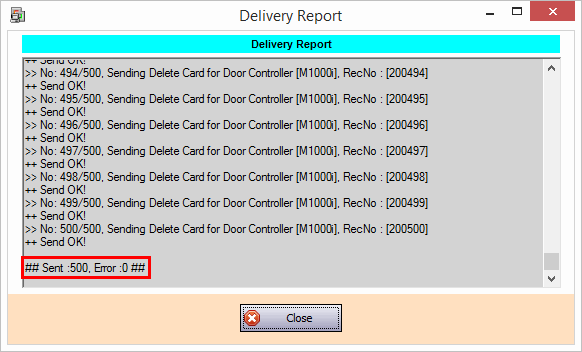 Sending Delete Card command to the controllers