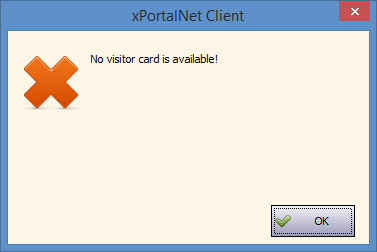 No Visitor Card is Available Error Message