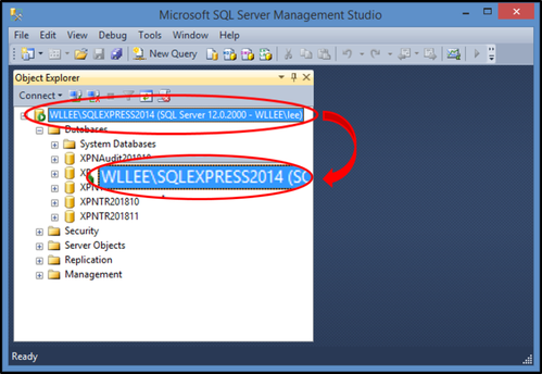 SQL Instance Name in Microsoft SQL Server Management Studio Software
