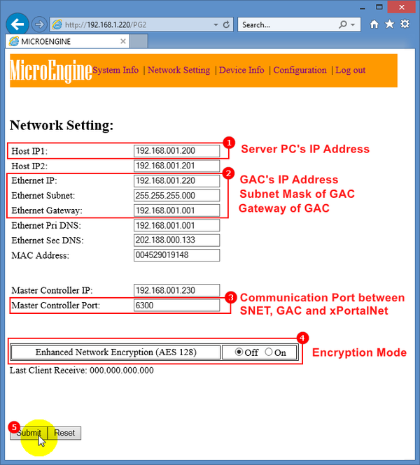 Network Setting Page