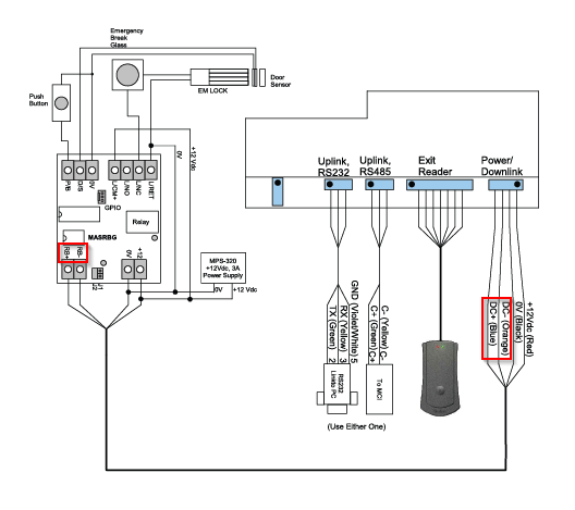 Wiring Diagram for XP-GT1200L Controller Connected to MAS-RBU Relay Board