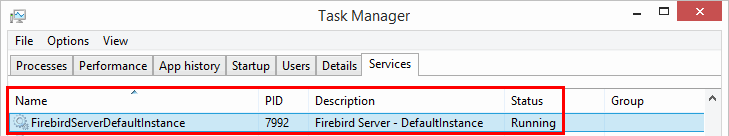 Verify Firebird services is running