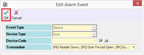 Confirm edit Alarm Event