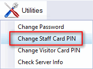 Change Staff Card PIN under Utilities Icon