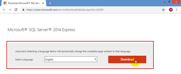 Downloading Microsoft SQL Server 2014 Express Edition