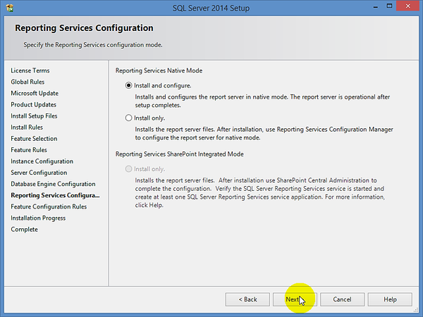 Reporting Services Configuration Window