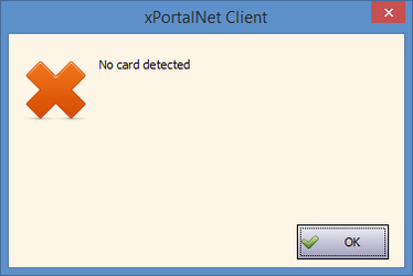 No card detected Window