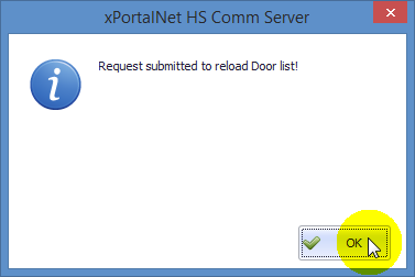 Request Submitted to Reload Door List Window