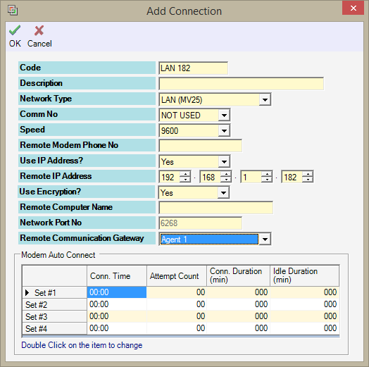 Add Connection Window in xPortalNet Server