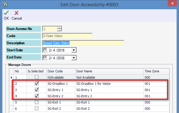 Door Accessibility Configuration for Visitor Users