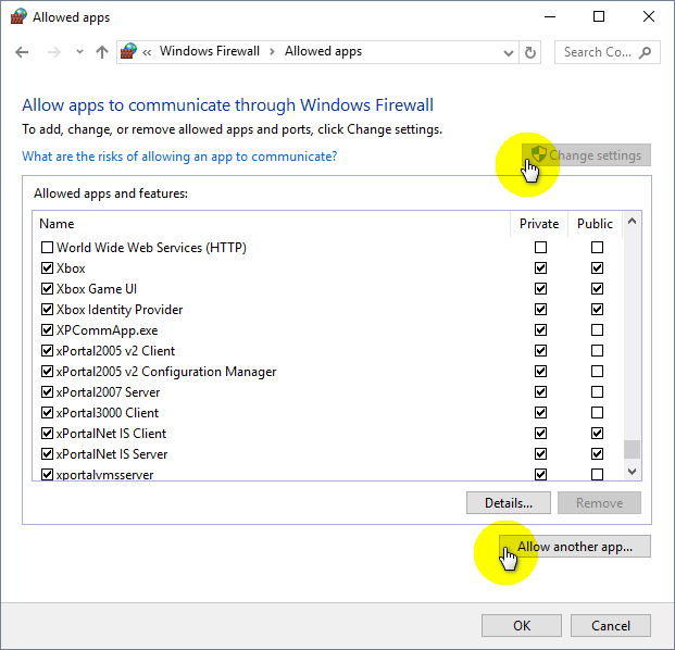Allow Another App to Access Through Windows Firewall