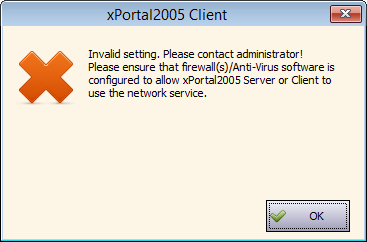 Invalid Setting. Please contact administrator Error Message