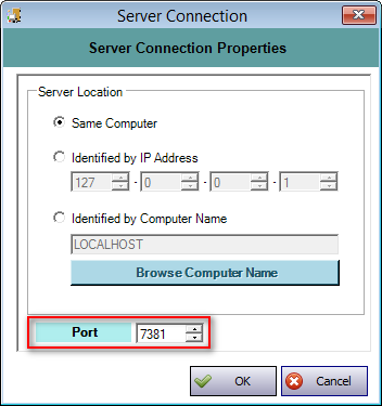 Port Field in Server Connection Window