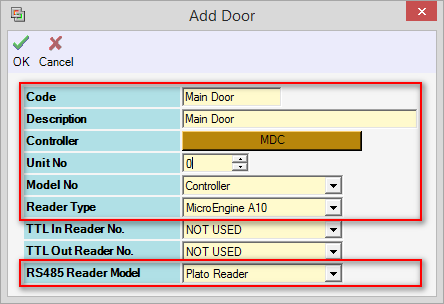 Add Door Window - XP-SNET Controller Direct Connection to Door Accessories
