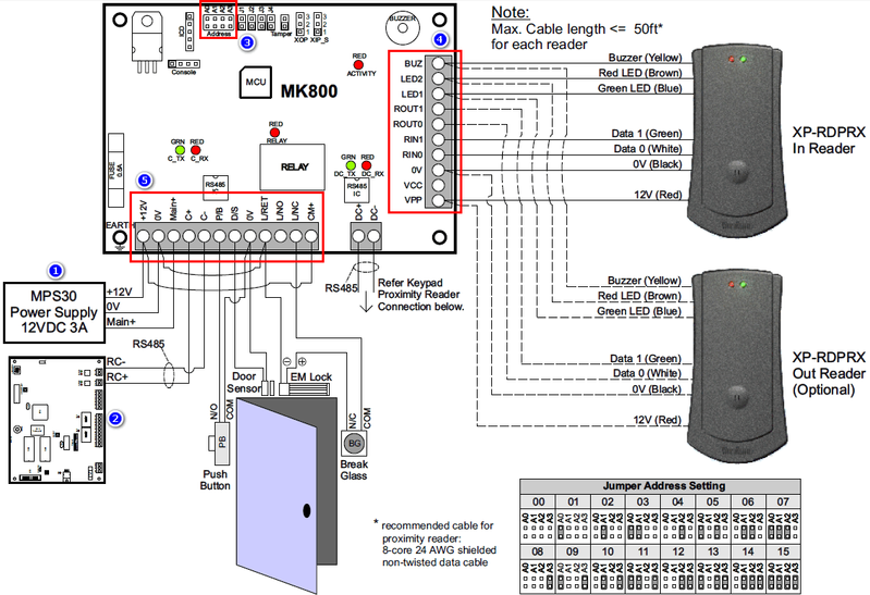 Wiring Diagram for MK800 Reader Interface Module