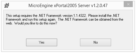 This setup requires the .NET Framework version 1.1.4322. Please install the .NET Framework and run this setup again Error Message