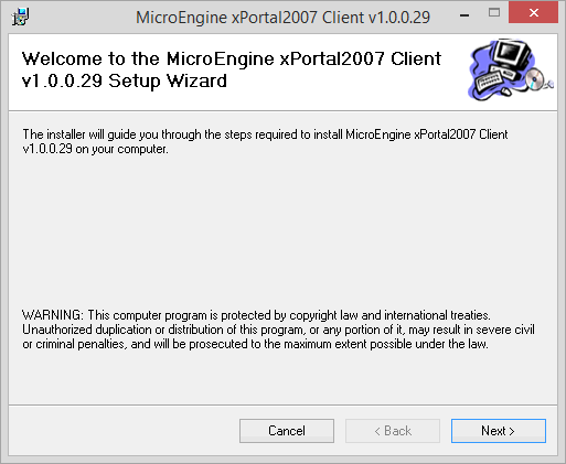 MicroEngine xPortal2007 Client Setup Wizard