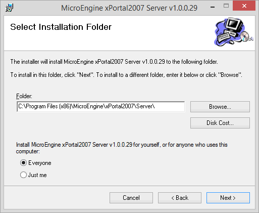Select Installation Folder Window