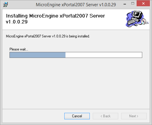 Installing MicroEngine xPortal2007 Server Window