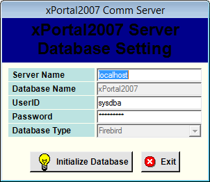 Initializing Database in xPortal2007 Comm Server Window