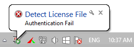 Detect License File Authentication Fail Message