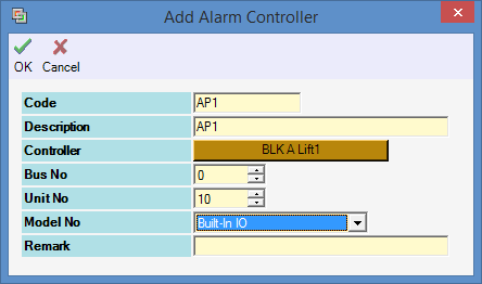 Add Alarm Controller Window