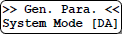 System Mode Parameter Screen