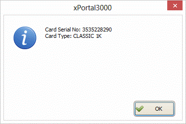 Message Prompt Showing the Read Card Serial Number