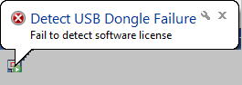 USB Dongle License Detection Failed Message Prompt