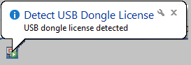USB Dongle License Detected Message Prompt