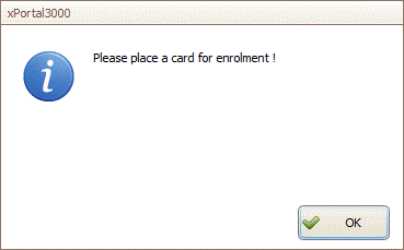 Please place a card for enrolment Message