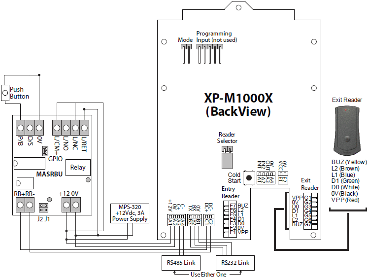 Wiring Diagram from the Controller to the MAS-RBU Relay Board
