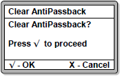 Clear AntiPassBack Screen